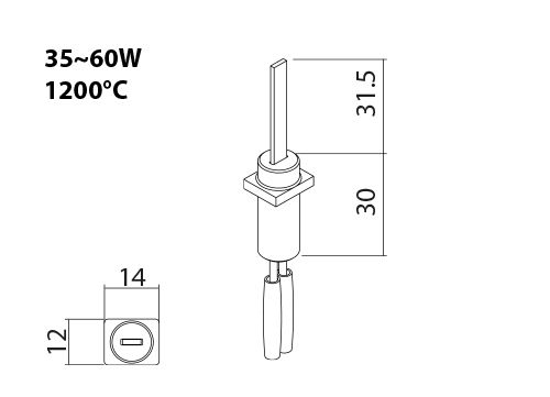 SNx-3-100 HSI ceramic igniter drawing