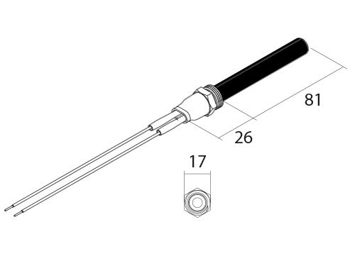 PSx-6-240-B Houtpellets keramische ontsteker - Tekening